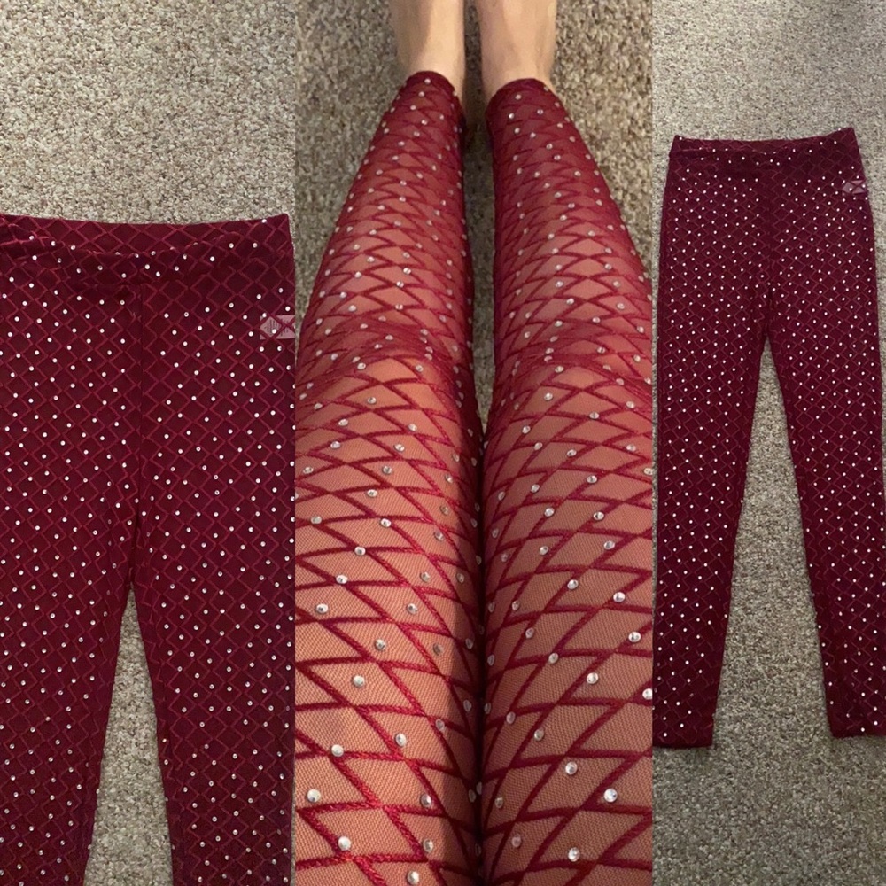 NEW KTOO Dolls Kill sheer mesh rhinestone leggings